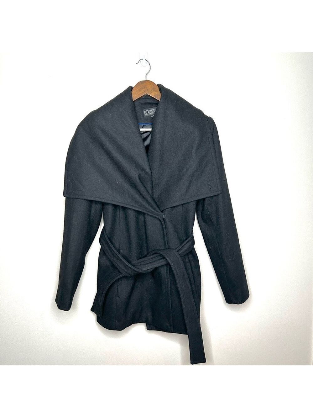 Collezione Wool Blend Wrap Coat Belted Grey Medium